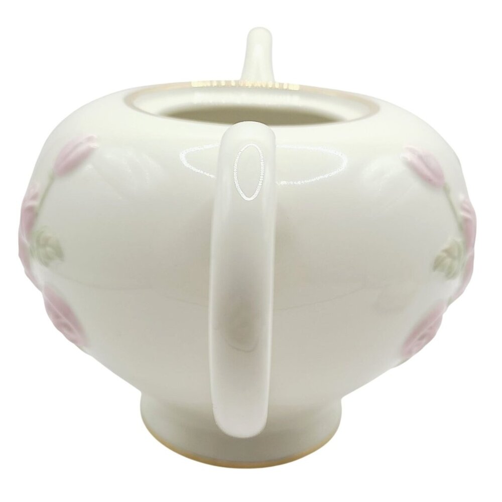 Lenox Great Giftables Rose Vine Teapot Porcelain Pink Rose Gold Trim Floral - Picture 2 of 14